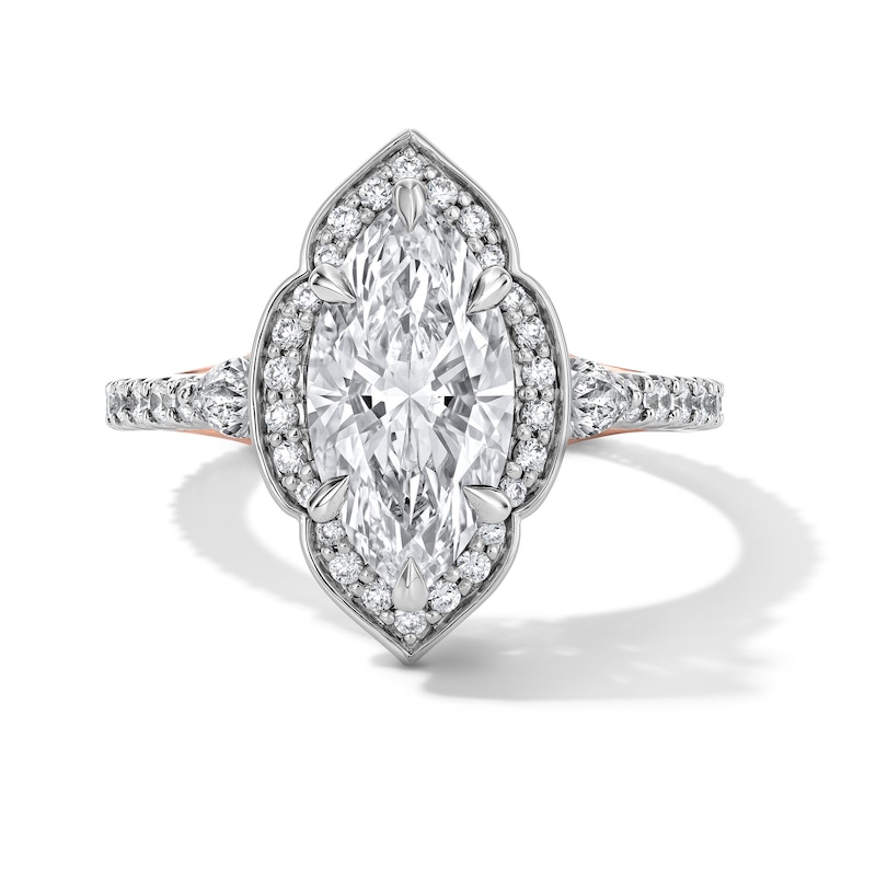 Main Image 1 of Enchanted Disney Aurora 2-3/4 CT. T.W. Marquise Certified Lab-Grown Diamond Engagement Ring in 14K Two-Tone Gold (F/VS2)