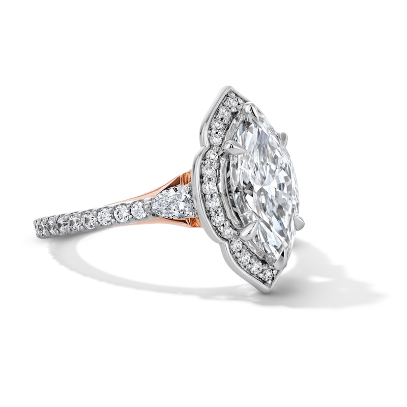 Main Image 4 of Enchanted Disney Aurora 2-3/4 CT. T.W. Marquise Certified Lab-Grown Diamond Engagement Ring in 14K Two-Tone Gold (F/VS2)