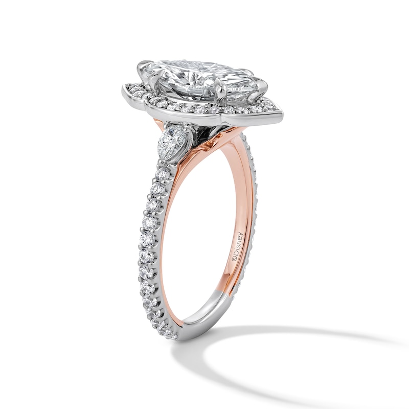 Main Image 5 of Enchanted Disney Aurora 2-3/4 CT. T.W. Marquise Certified Lab-Grown Diamond Engagement Ring in 14K Two-Tone Gold (F/VS2)