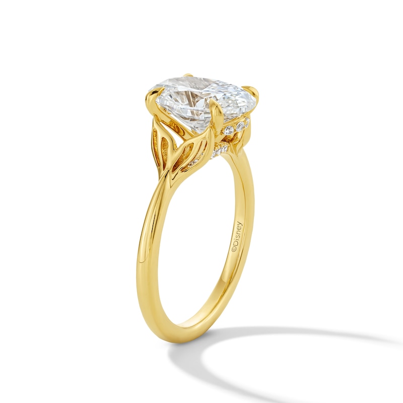 Main Image 5 of Enchanted Disney Ariel 3 CT. T.W. Oval Certified Lab-Grown Diamond Hidden Frame Engagement Ring in 14K Gold (F/VS2)