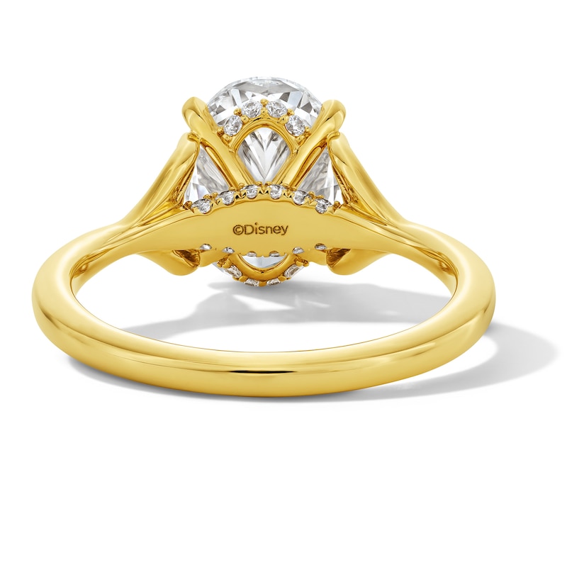 Main Image 7 of Enchanted Disney Ariel 3 CT. T.W. Oval Certified Lab-Grown Diamond Hidden Frame Engagement Ring in 14K Gold (F/VS2)