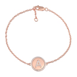White Lab-Created Sapphire Raised Uppercase Initial Bracelet - 8”