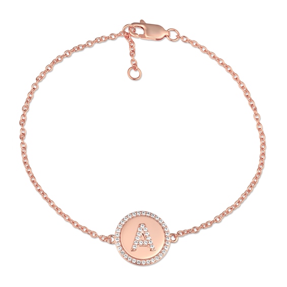 White Lab-Created Sapphire Raised Uppercase Initial Bracelet - 8â