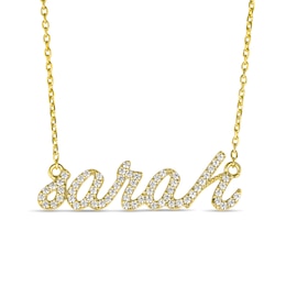 White Lab-Created Sapphire Lowercase Nameplate Necklace (1 Name)