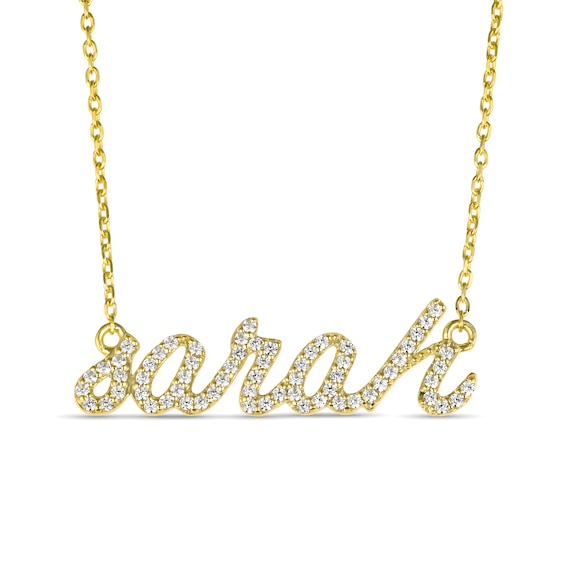 White Lab-Created Sapphire Lowercase Nameplate Necklace (1 Name)