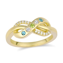 Birthstone and White Lab-Created Sapphire Infinity Family Ring (1-5 Stones)