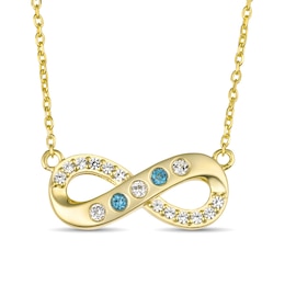 Birthstone and White Lab-Created Sapphire Infinity Family Necklace (1-5 Stones)