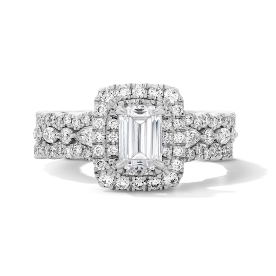 Vera Wang Love Collection 1 CT. T.w. Emerald-Cut Diamond Frame Bridal Set in 14K White Gold