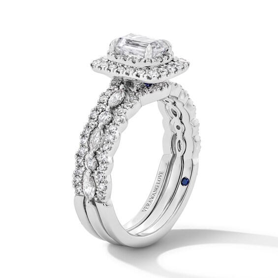 Vera Wang Love Collection 1 CT. T.w. Emerald-Cut Diamond Frame Bridal Set in 14K White Gold