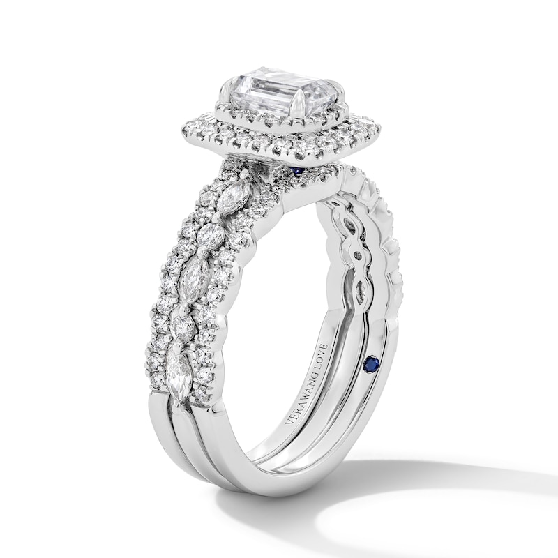 Main Image 5 of Vera Wang Love Collection 1 CT. T.W. Emerald-Cut Diamond Frame Bridal Set in 14K White Gold