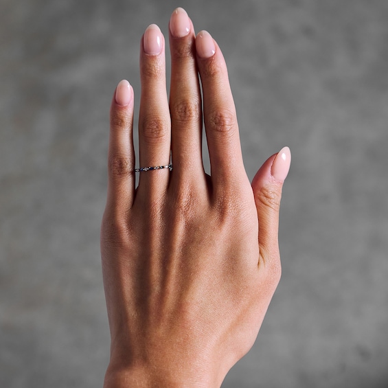 Vera Wang Love Collection 1/15 CT. T.w. Diamond and Marquise-Cut Sapphire Wedding Band in 14K White Gold