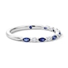Thumbnail Image 4 of Vera Wang Love Collection 1/15 CT. T.W. Diamond and Marquise-Cut Sapphire Wedding Band in 14K White Gold