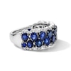 Thumbnail Image 4 of Vera Wang Love Collection 1/5 CT. T.W. Diamond and Pear-Shaped Sapphire Anniversary Band in 14K White Gold