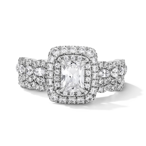 Vera Wang Love Collection 1-1/4 CT. T.w. Radiant-Cut Diamond Frame Bridal Set in 14K White Gold (I/Si2)