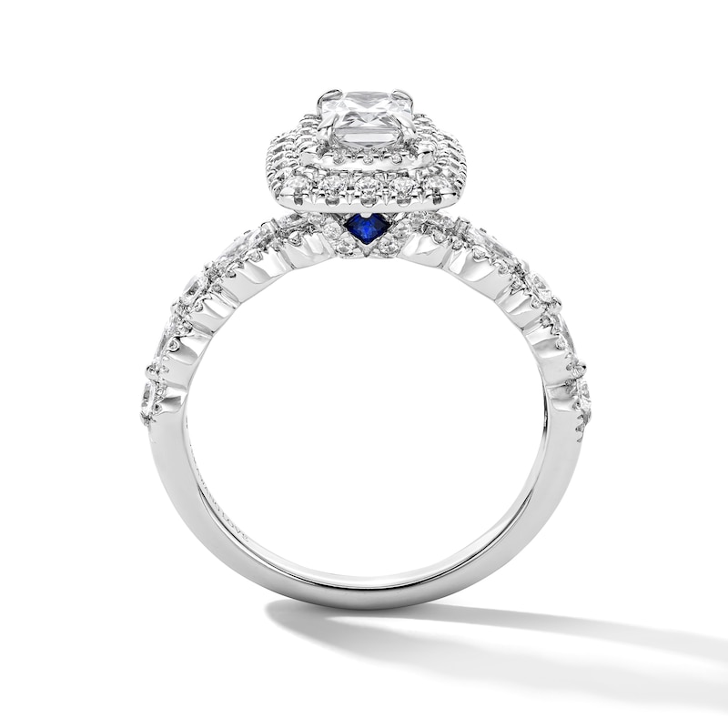 Main Image 3 of Vera Wang Love Collection 1-1/4 CT. T.W. Radiant-Cut Diamond Frame Bridal Set in 14K White Gold (I/SI2)
