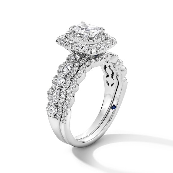Vera Wang Love Collection 1-1/4 CT. T.w. Radiant-Cut Diamond Frame Bridal Set in 14K White Gold (I/Si2)