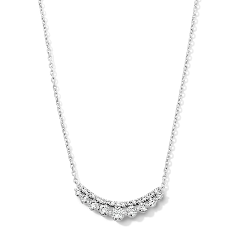 Main Image 1 of 1 CT. T.W. Journey Certified Lab-Grown Diamond Curved Bar Necklace in Sterling Silver (F/VS2)