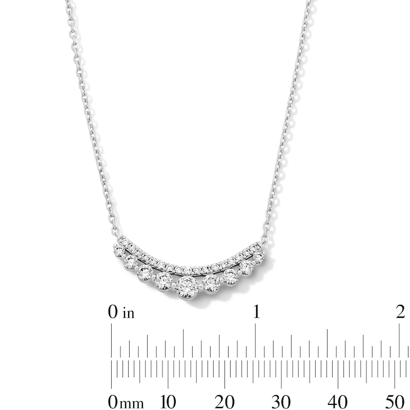 Main Image 4 of 1 CT. T.W. Journey Certified Lab-Grown Diamond Curved Bar Necklace in Sterling Silver (F/VS2)
