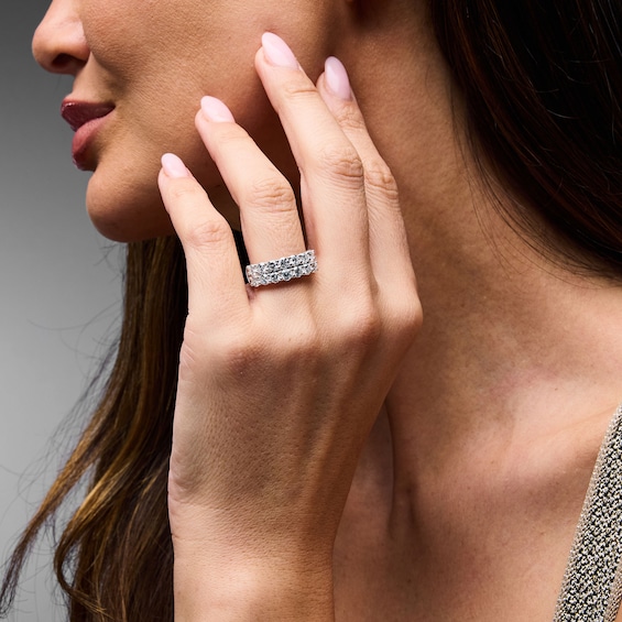 1-1/2 CT. T.w. Lab-Grown Diamond Two-Row Anniversary Band in 14K White Gold (F/Vs2)