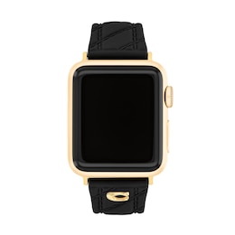 Ladies' Coach Apple Watch Straps Black Silicone Interchangeable Replacement Smart Watch Band (Model:14700317)