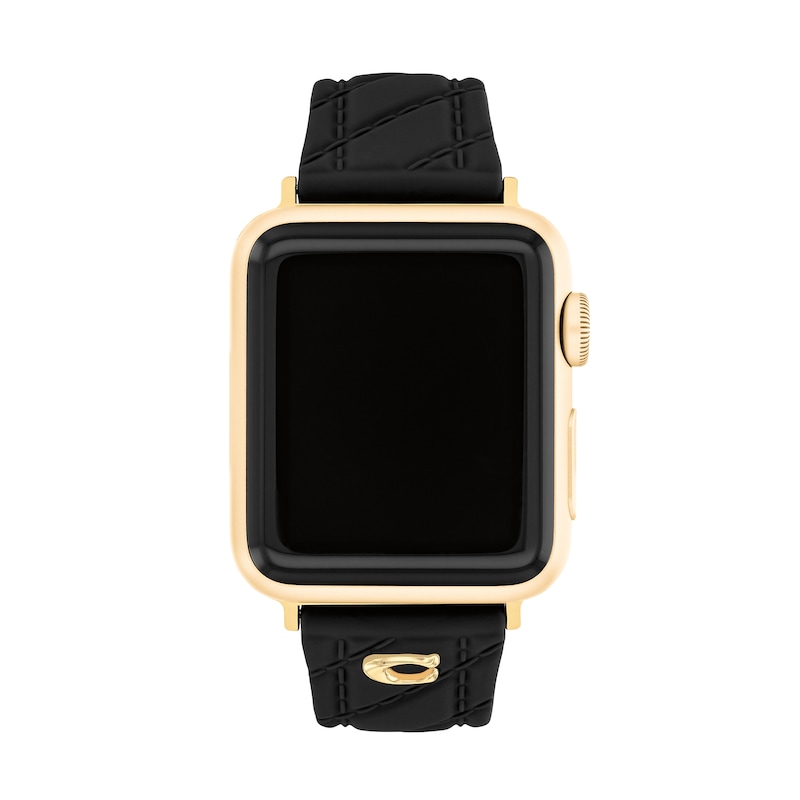 Main Image 1 of Ladies' Coach Apple Watch Straps Black Silicone Interchangeable Replacement Smart Watch Band (Model:14700317)