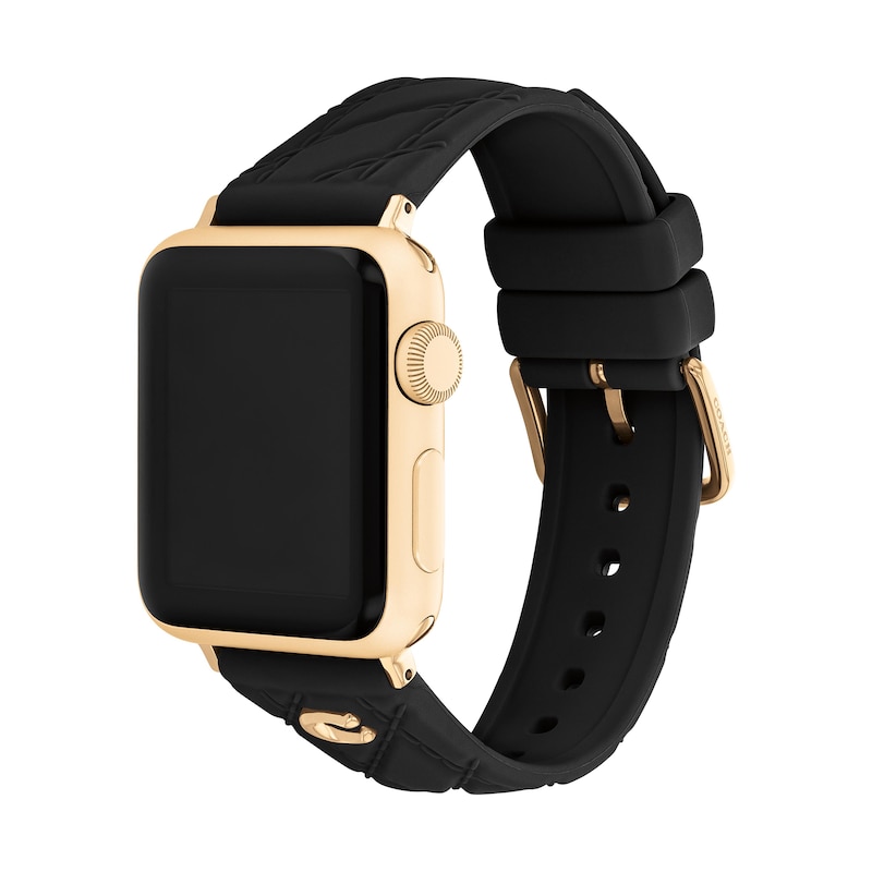 Main Image 2 of Ladies' Coach Apple Watch Straps Black Silicone Interchangeable Replacement Smart Watch Band (Model:14700317)