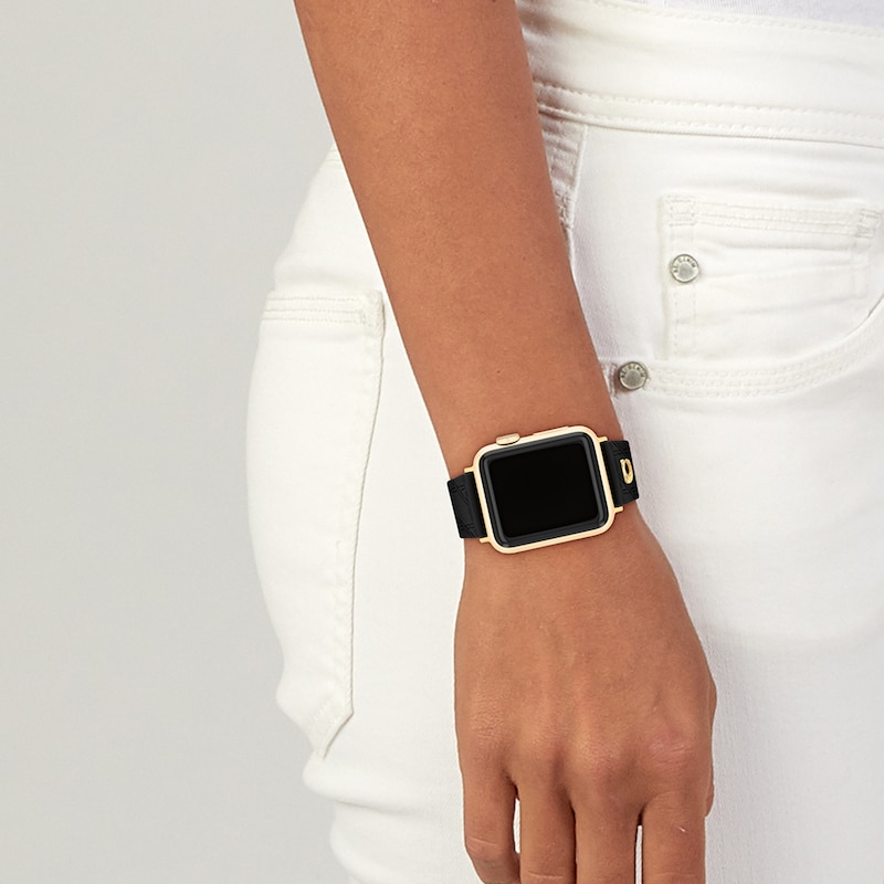 Main Image 4 of Ladies' Coach Apple Watch Straps Black Silicone Interchangeable Replacement Smart Watch Band (Model:14700317)