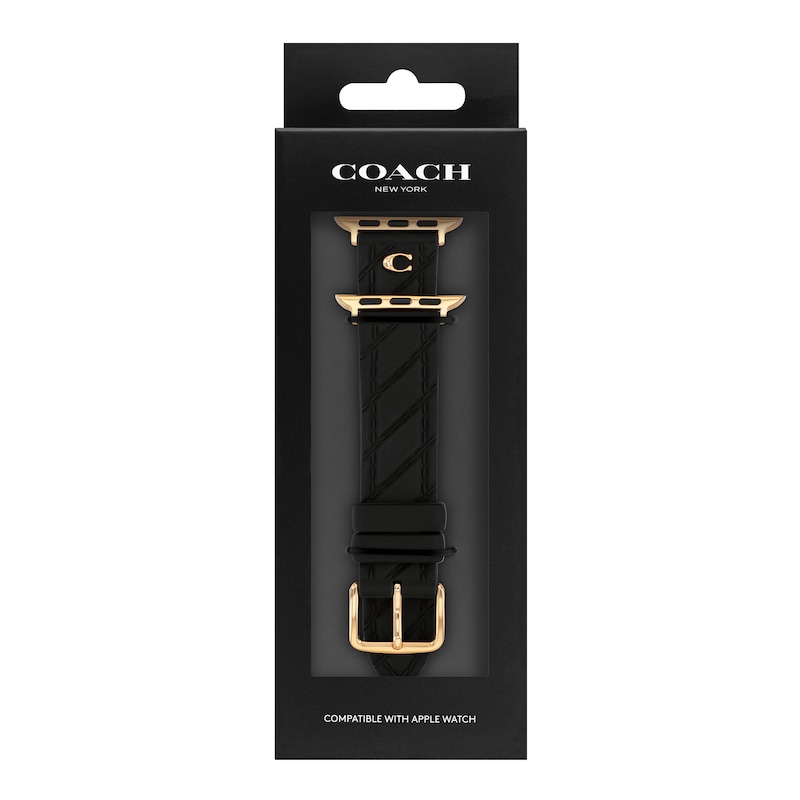 Main Image 5 of Ladies' Coach Apple Watch Straps Black Silicone Interchangeable Replacement Smart Watch Band (Model:14700317)