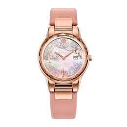 Ladies’ Citizen Eco-Drive® Disney Belle Watch with White Mother of Pearl Dial (Model: GA1083-43D)