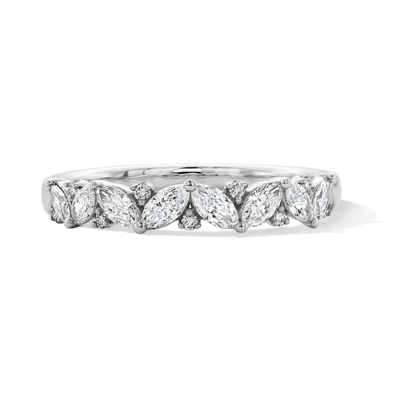 Main Image 1 of 1/2 CT. T.W. Marquise-Cut Certified Lab-Grown Diamond Contemporary Band in 14K White Gold (F/VS2)
