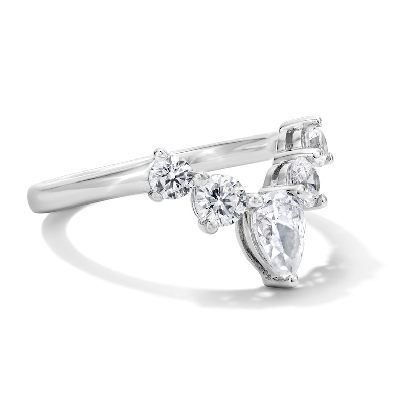 Main Image 5 of 1 CT. T.W. Pear-Shaped Lab-Grown Diamond Solitaire Enhancer Ring in 14K White Gold (F/VS2)
