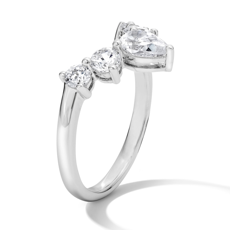 Main Image 6 of 1 CT. T.W. Pear-Shaped Lab-Grown Diamond Solitaire Enhancer Ring in 14K White Gold (F/VS2)