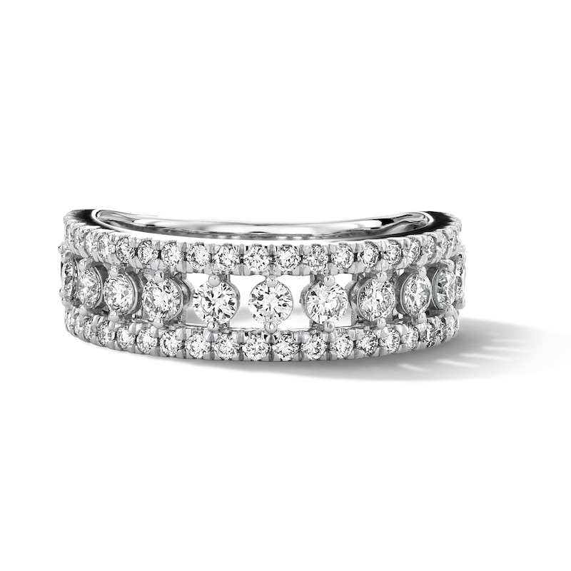 Main Image 1 of 1 CT. T.W. Certified Lab-Grown Diamond Three-Row Anniversary Band in 10K White Gold (F/VS2)