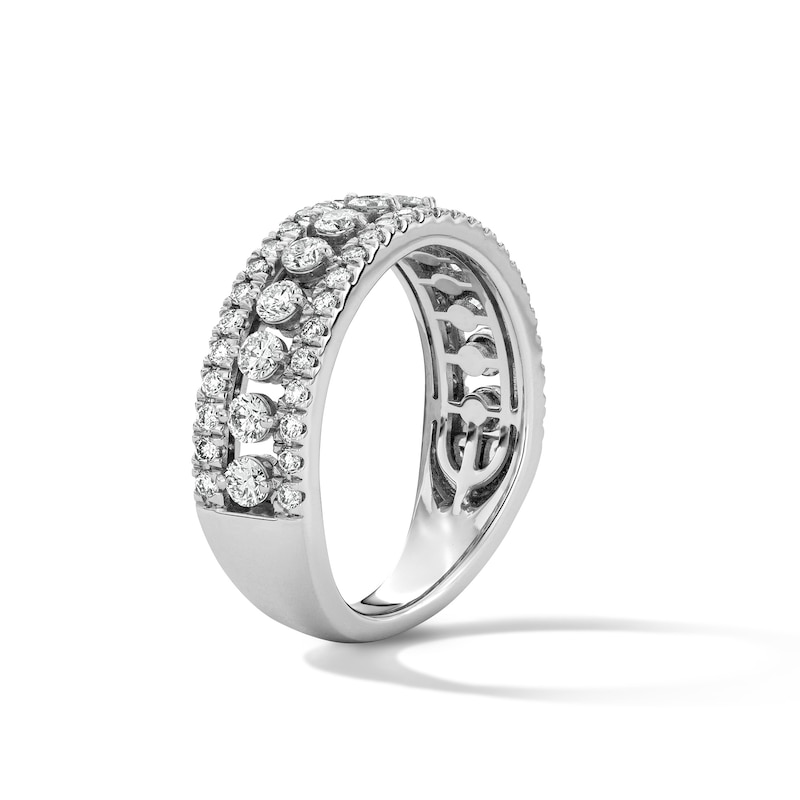 Main Image 5 of 1 CT. T.W. Certified Lab-Grown Diamond Three-Row Anniversary Band in 10K White Gold (F/VS2)