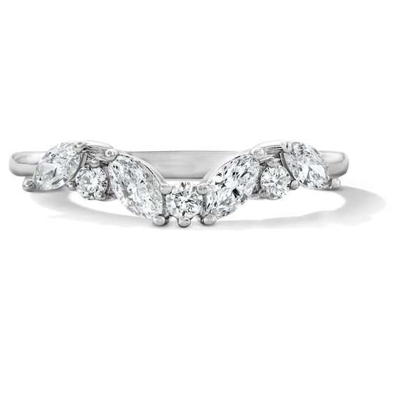 1/2 CT. T.w. Marquise-Cut Certified Lab-Grown Diamond Contour Band in 14K White Gold (F/Vs2)