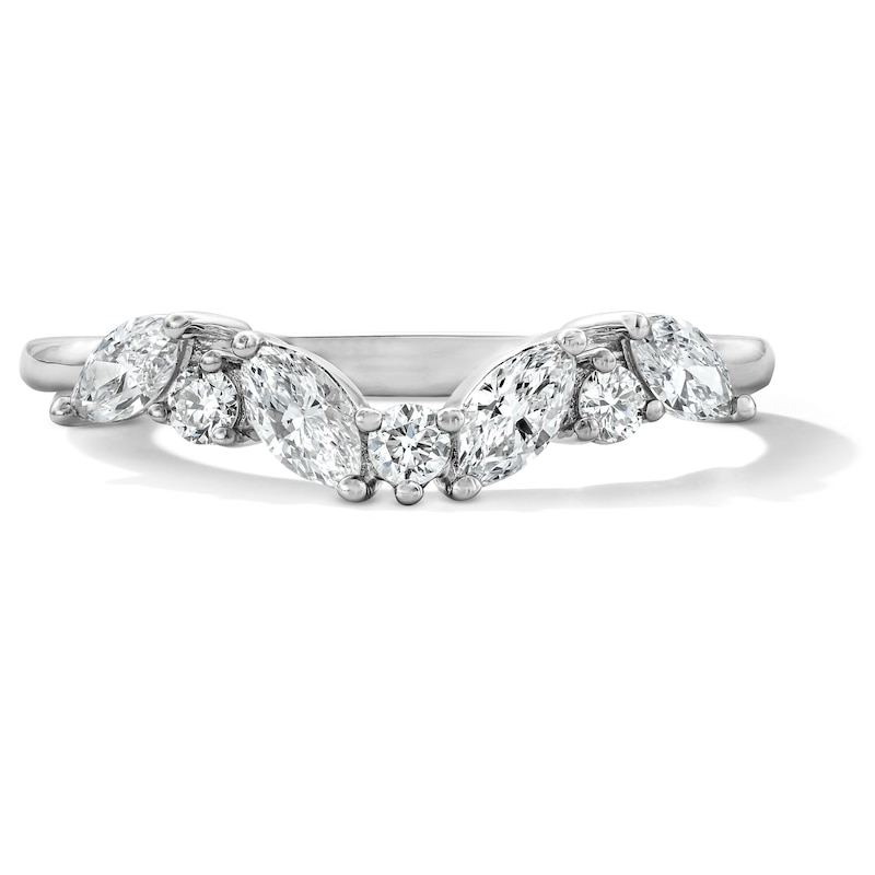 Main Image 1 of 1/2 CT. T.W. Marquise-Cut Certified Lab-Grown Diamond Contour Band in 14K White Gold (F/VS2)