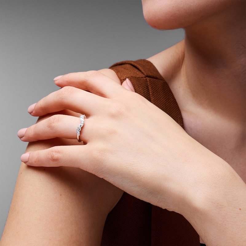 Main Image 2 of 1/2 CT. T.W. Marquise-Cut Certified Lab-Grown Diamond Contour Band in 14K White Gold (F/VS2)