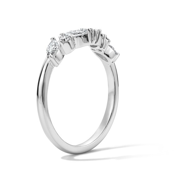 1/2 CT. T.w. Marquise-Cut Certified Lab-Grown Diamond Contour Band in 14K White Gold (F/Vs2)