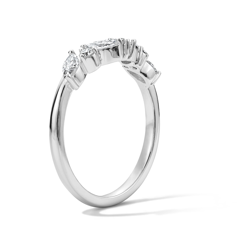Main Image 5 of 1/2 CT. T.W. Marquise-Cut Certified Lab-Grown Diamond Contour Band in 14K White Gold (F/VS2)