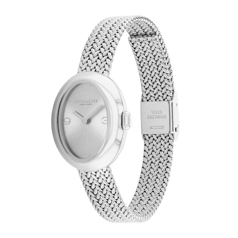 Main Image 2 of Ladies' Coach Sammy Watch with Silver-Tone Oval Dial and Mesh Band (Model: 14504566)