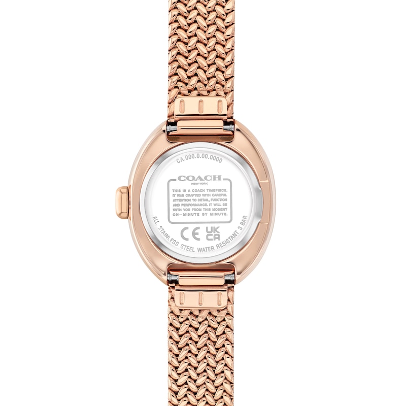 Main Image 3 of Ladies' Coach Sammy Rose-Tone IP Watch with Rose-Tone Oval Dial and Mesh Band (Model: 14504568)