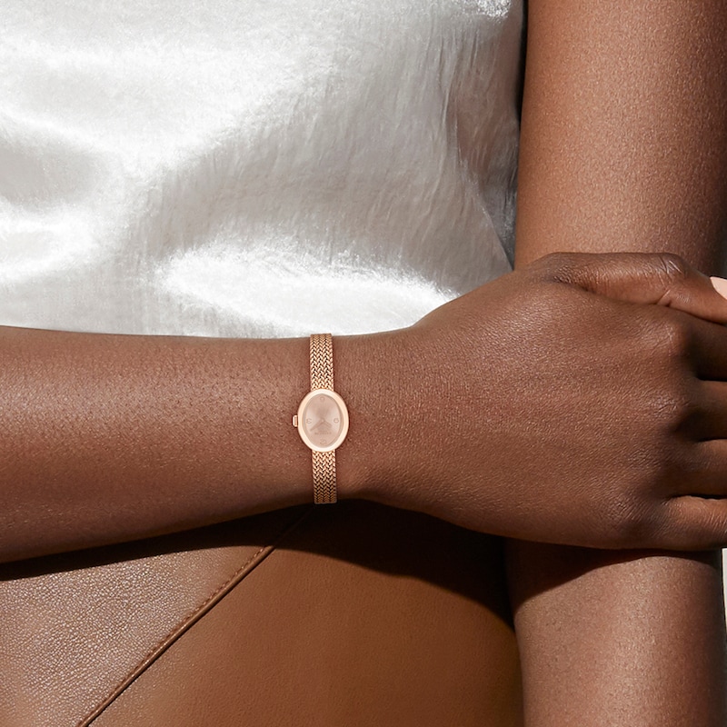 Main Image 4 of Ladies' Coach Sammy Rose-Tone IP Watch with Rose-Tone Oval Dial and Mesh Band (Model: 14504568)