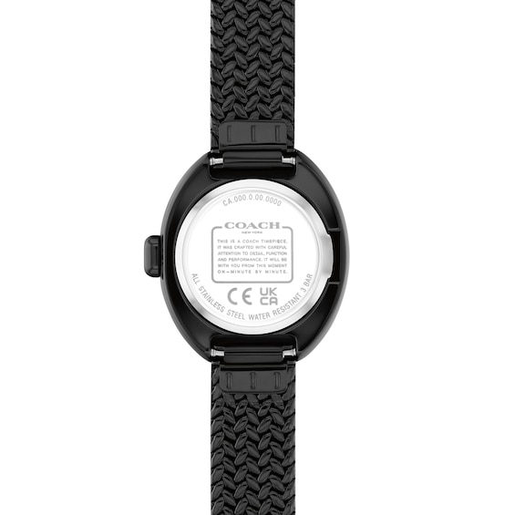Ladies' Coach Sammy Black IP Watch with Black Oval Dial and Mesh Band (Model: 14504569)