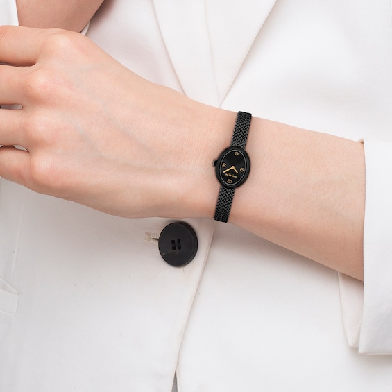 Ladies' Coach Sammy Black IP Watch with Black Oval Dial and Mesh Band (Model: 14504569)