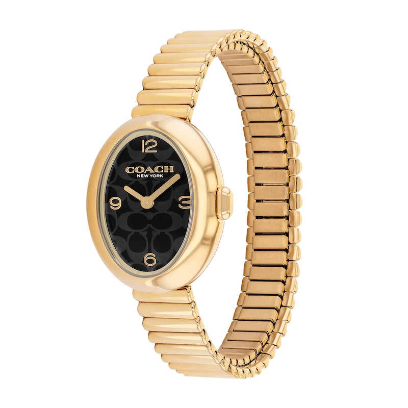 Main Image 2 of Ladies' Coach Sammy Gold-Tone IP Watch with Black Oval Dial and Expander Bracelet (Model: 14504571)