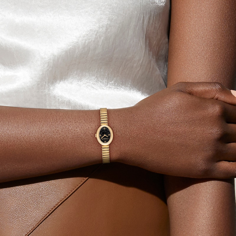 Main Image 4 of Ladies' Coach Sammy Gold-Tone IP Watch with Black Oval Dial and Expander Bracelet (Model: 14504571)