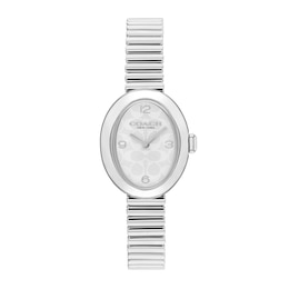 Ladies' Coach Sammy Watch with White Oval Dial and Expander Bracelet (Model: 14504570)