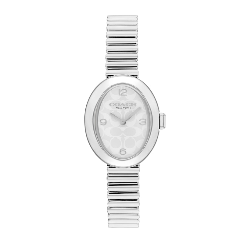 Main Image 1 of Ladies' Coach Sammy Watch with White Oval Dial and Expander Bracelet (Model: 14504570)