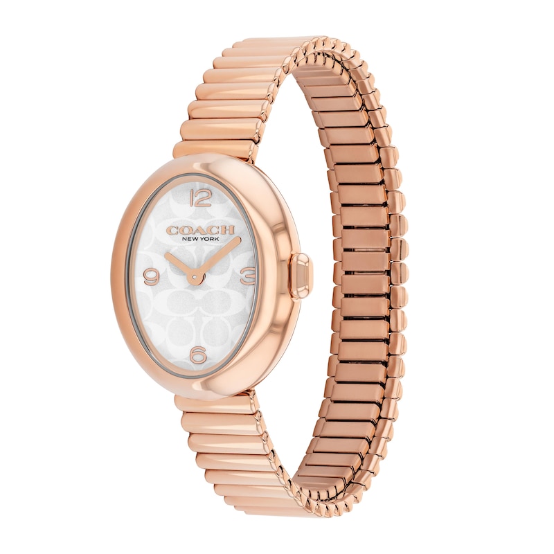 Main Image 2 of Ladies' Coach Sammy Rose-Tone IP Watch with White Oval Dial and Expander Bracelet (Model: 14504572)