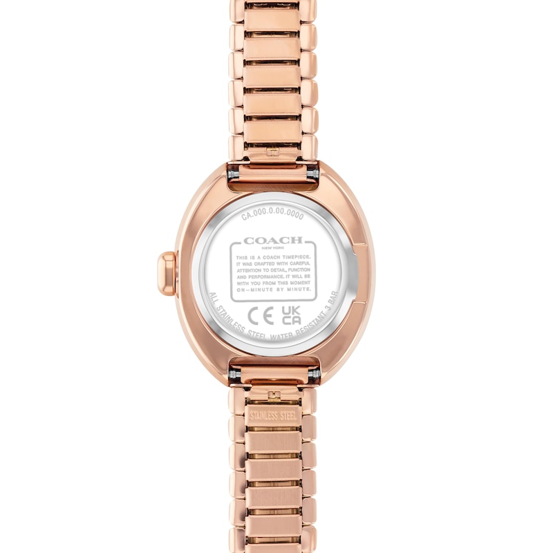 Main Image 3 of Ladies' Coach Sammy Rose-Tone IP Watch with White Oval Dial and Expander Bracelet (Model: 14504572)